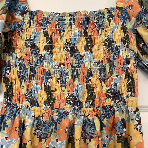 Floral Smocked Dress with Puff Sleeves - Picture 4 of 7